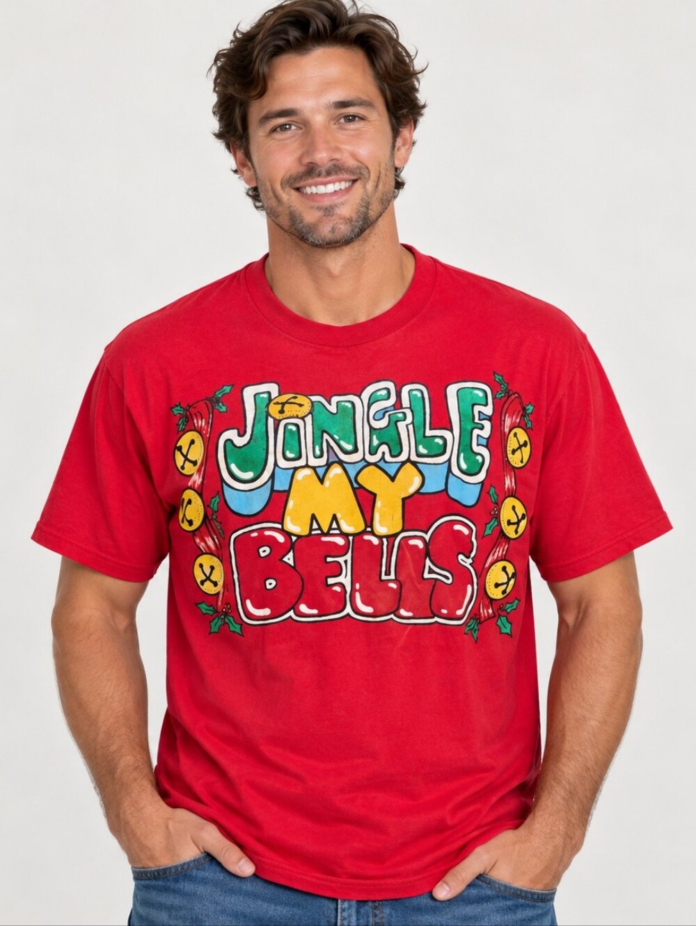 Vintage 1990s Jingle My Bells Funny Christmas Parody T-Shirt Size L USA Made